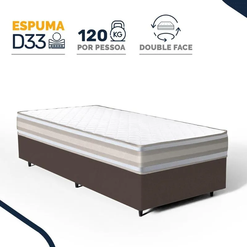 Cama Box com Colchão de Espuma D33 Double Face Territory Hellen Solteiro 88cm
