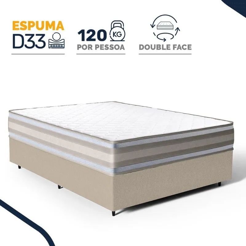 Cama Box com Colchão de Espuma D33 Double Face Territory Hellen Casal 138cm