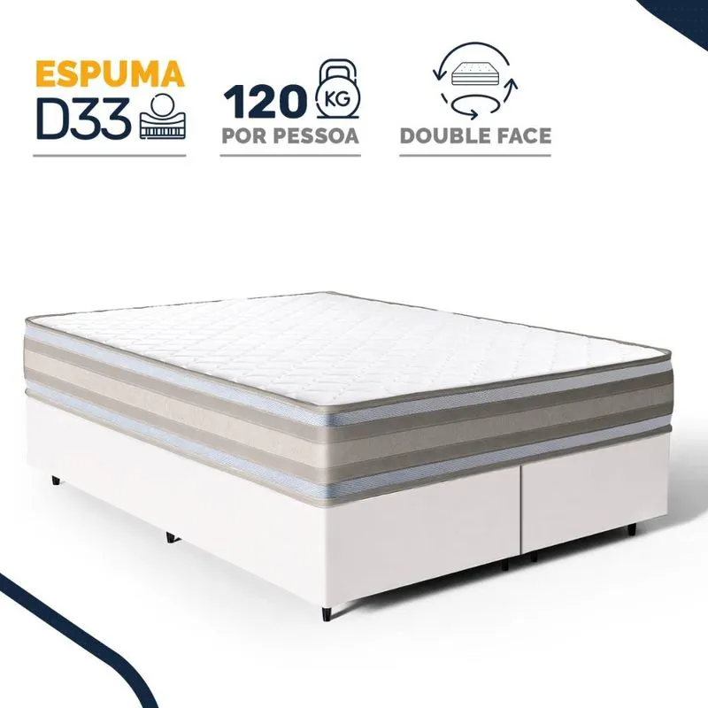 Cama Box com Colchão de Espuma D33 Double Face Territory Hellen Queen 158cm