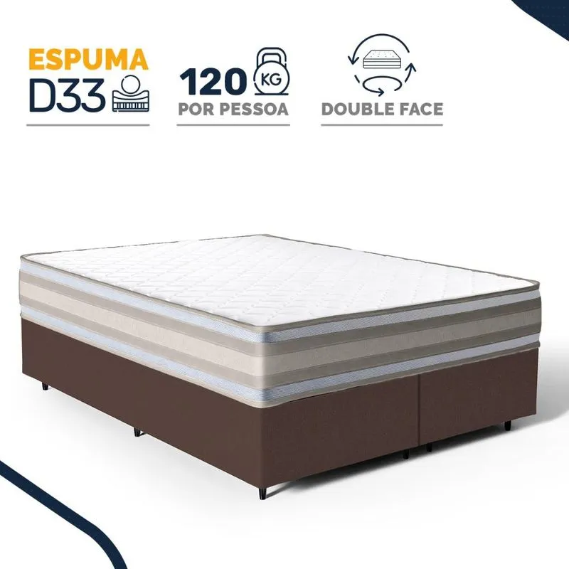 Cama Box com Colchão de Espuma D33 Double Face Territory Hellen Queen 158cm