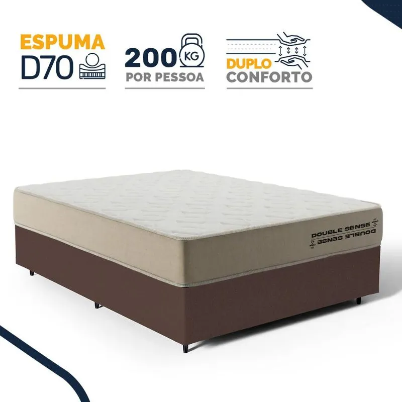 Cama Box com Colchão de Espuma D70 Double Face Ortopédico Double Sense Topazio Casal 138cm