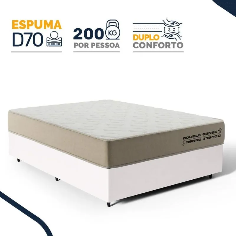 Cama Box com Colchão de Espuma D70 Double Face Ortopédico Double Sense Topazio Casal 138cm