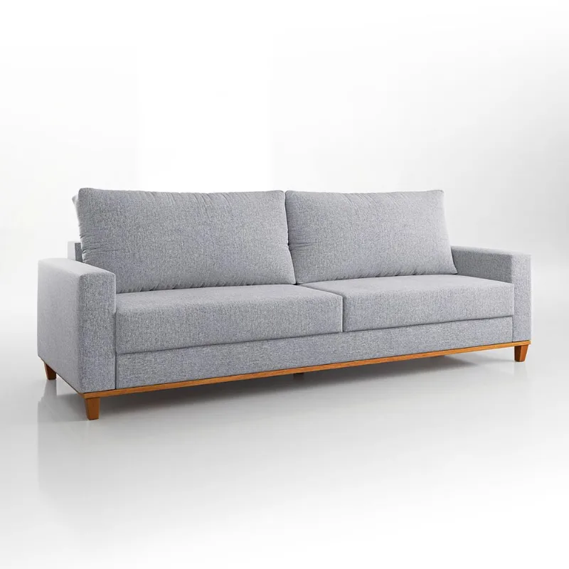 Sofá Living 4 Lugares Molas Fibra Siliconada Enseada Linho - Almofadas Removíveis 220cm