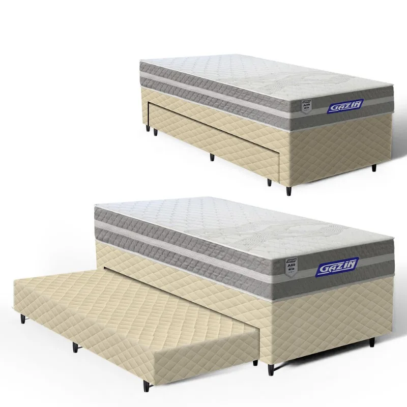 Cama Box com Colchão Gazin de Molas Ensacadas One Face Air Up + Auxiliar de Espuma Solteiro 88cm