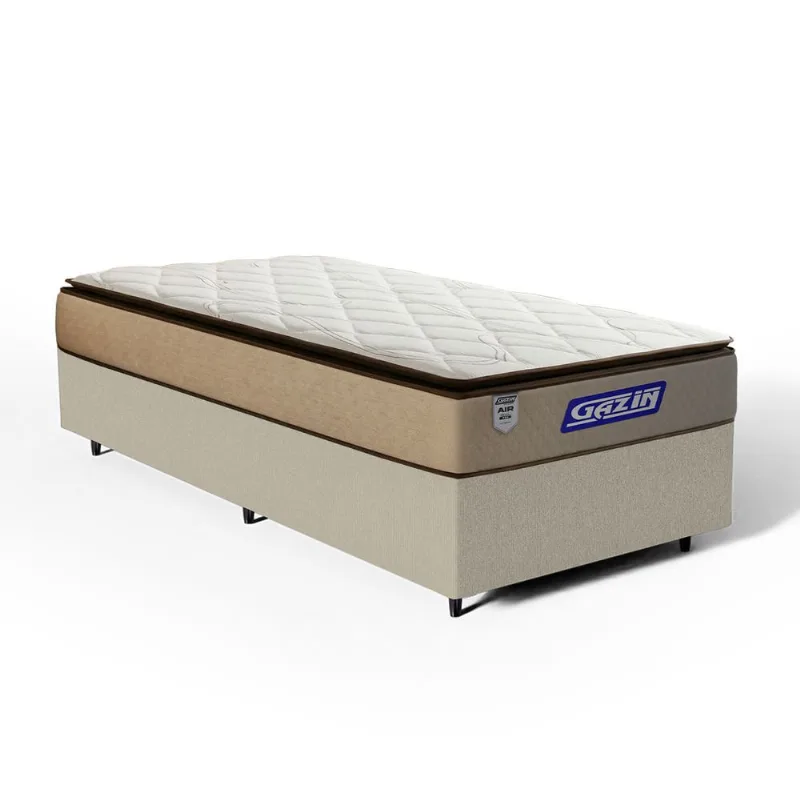 Cama Box com Colchão Gazin de Molas Ensacadas Pillow Top Air Pro Solteiro 88cm