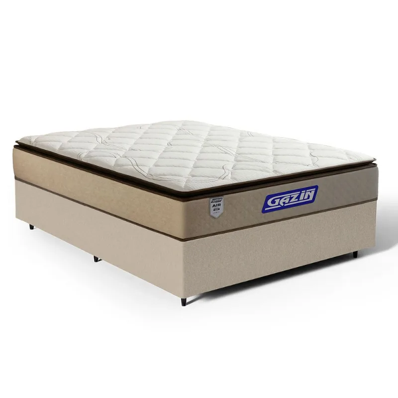 Cama Box com Colchão Gazin de Molas Ensacadas Pillow Top Air Pro Casal 138cm
