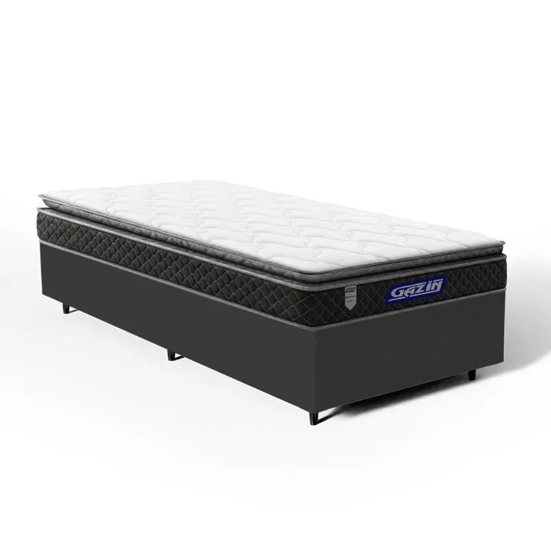 Cama Box com Colchão Gazin de Espuma D28 Pillow Top Ortoblack Solteiro 88cm