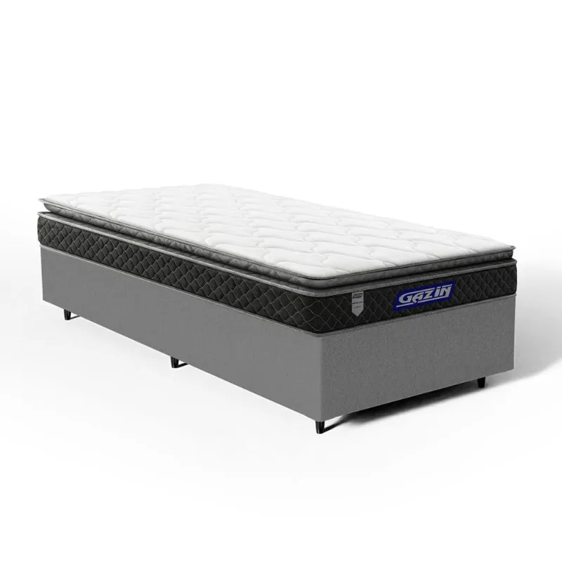 Cama Box com Colchão Gazin de Espuma D28 Pillow Top Ortoblack Solteiro 88cm