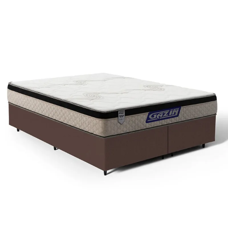 Cama Box com Colchão Gazin de Espuma D33 Pillow In Force MID Queen 158cm