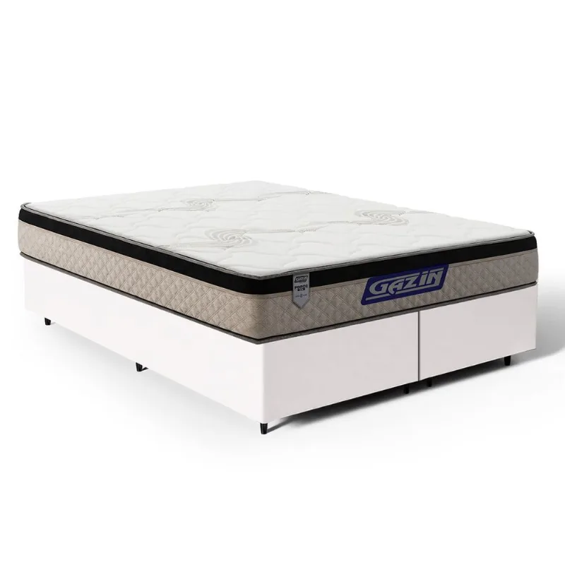 Cama Box com Colchão Gazin de Espuma D33 Pillow In Force MID Queen 158cm
