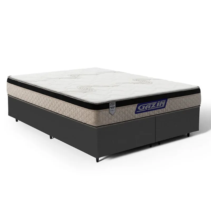Cama Box com Colchão Gazin de Espuma D33 Pillow In Force MID Queen 158cm