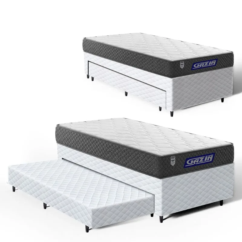 Cama Box com Colchão Gazin de Espuma D60 Double Face Force UP + Auxiliar de Espuma Solteiro 88cm