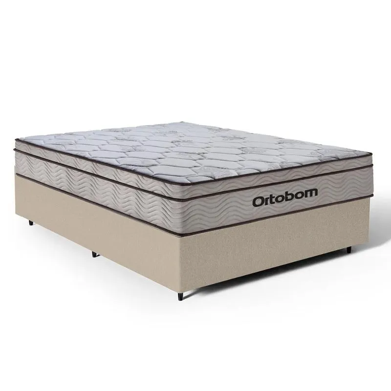Cama Box com Colchão Ortobom de Molas Ensacadas Pillow In Pro Vida Casal 138cm