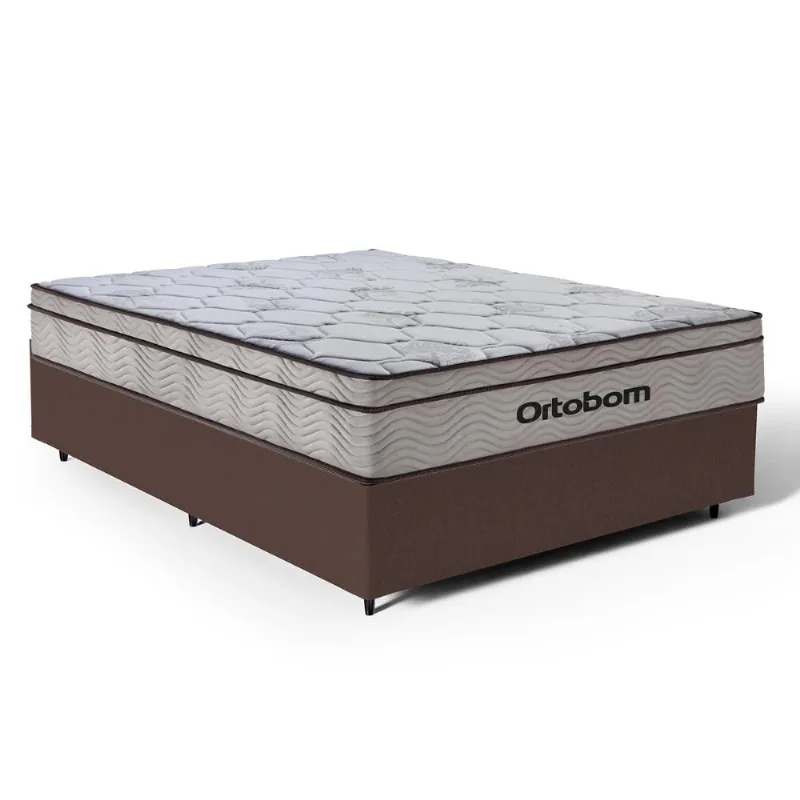 Cama Box com Colchão Ortobom de Molas Ensacadas Pillow In Pro Vida Casal 138cm