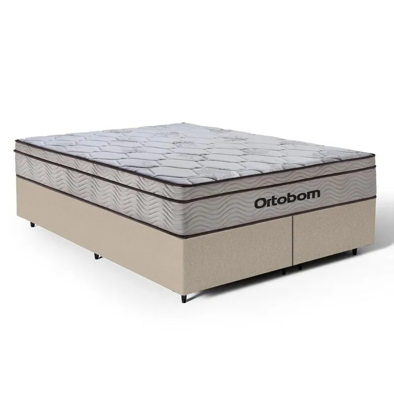 Cama Box com Colchão Ortobom de Molas Ensacadas Pillow In Pro Vida Queen 158cm