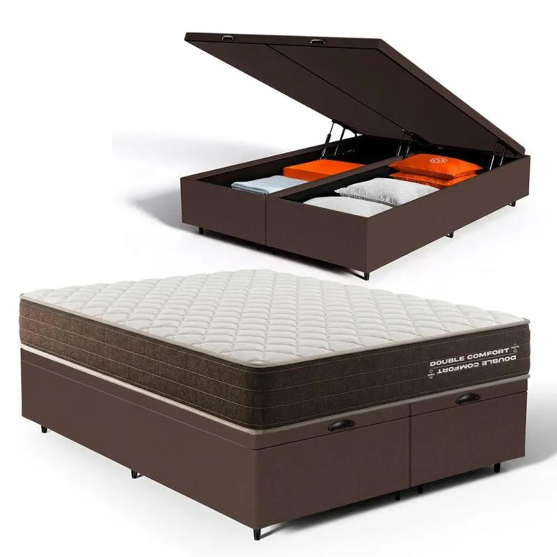 Cama Box Baú com Colchão de Espuma D33 Double Comfort Queen 158cm