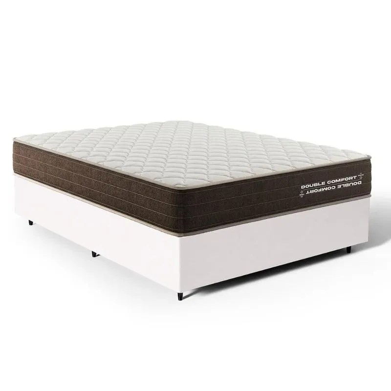 Cama Box Casal com Colchão de Espuma D33 Double Comfort 138x188x59cm