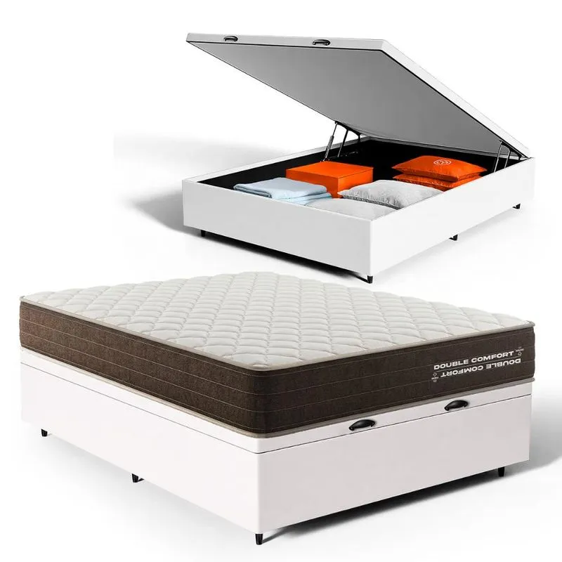 Cama Box Baú com Colchão de Espuma D33 Double Comfort Casal 138cm