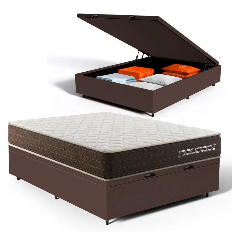 Cama Box Baú com Colchão de Espuma D33 Double Comfort Casal 138cm