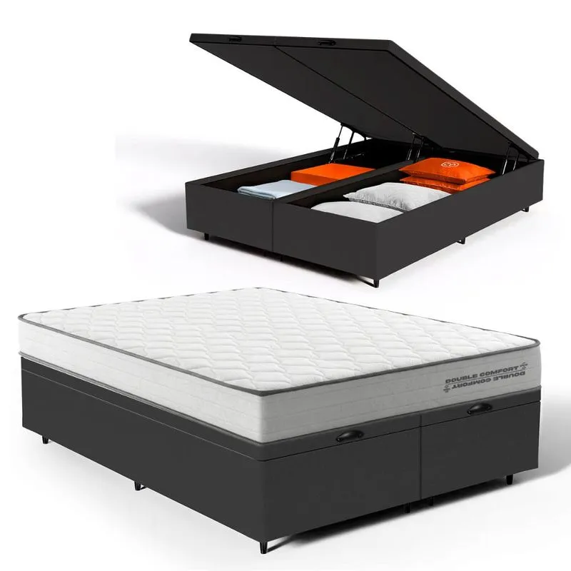Cama Box Baú com Colchão de Molas Ensacadas Double Comfort Queen 158cm