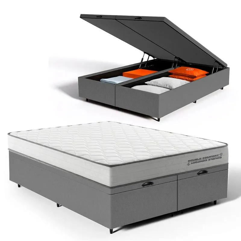 Cama Box Baú com Colchão de Molas Ensacadas Double Comfort Queen 158cm