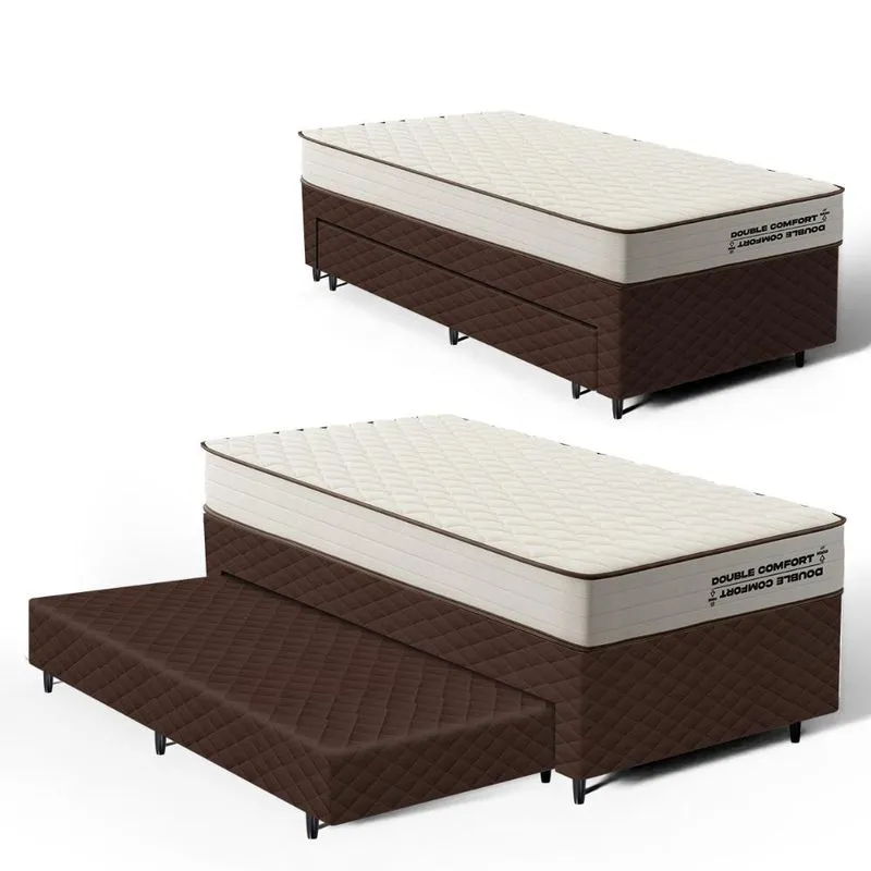 Cama Box com Colchão de Espuma D45 Double Comfort + Auxiliar de Espuma Unique Solteiro 88cm