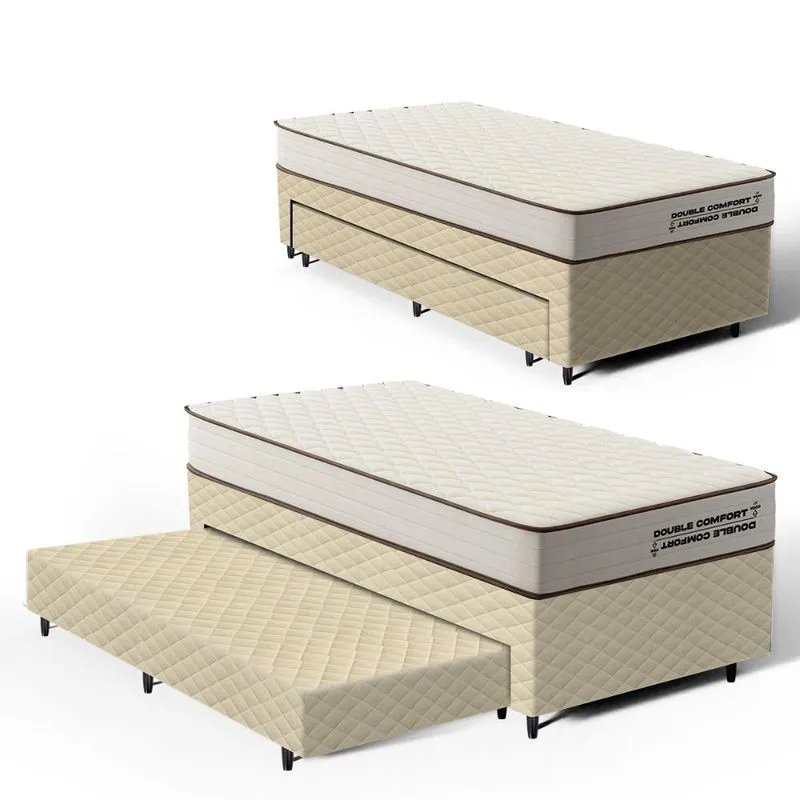 Cama Box com Colchão de Espuma D45 Double Comfort + Auxiliar de Espuma Unique Solteiro 88cm