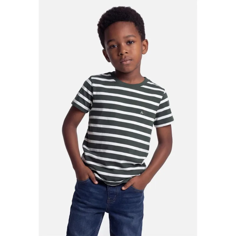 Camiseta Manga Curta Infantil Listrada Fio Tinto Floresta Com Off White - PP