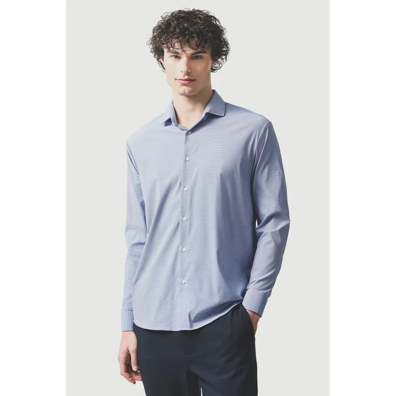 Camisa Manga Longa Regular Tech Flex Falso Liso Azul - XXG