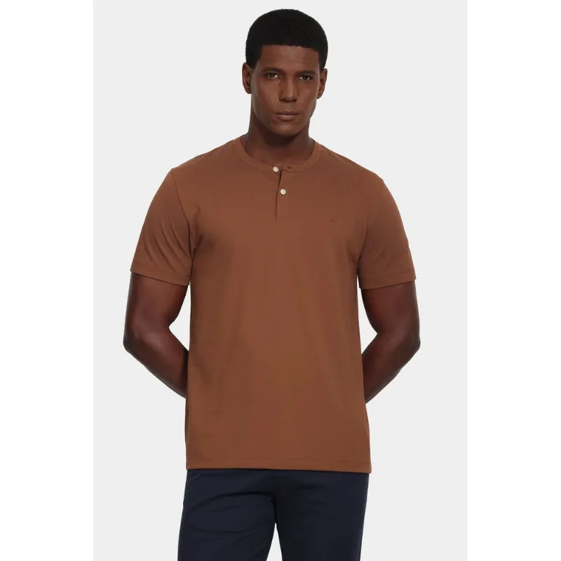 Camiseta Manga Curta Piquet Peruano Madeira - P