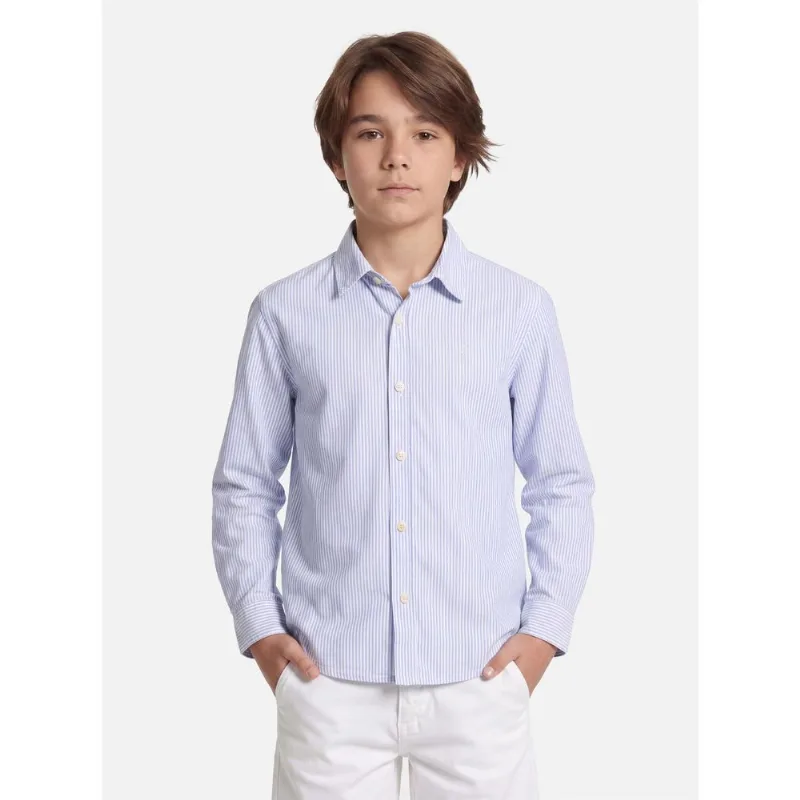 Camisa Manga Longa Infantil Listrada Galles Mini Branco Com Azul Medio - 2