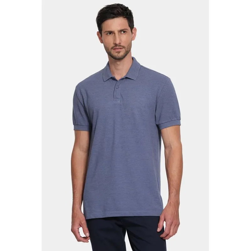 Polo Manga Curta Pontilhada Black Out Azul Jeans - XGG