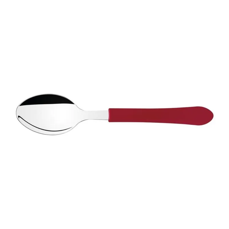 Kit 12 Colheres de Mesa Inox Com Cabo Plastico Vermelho Leme
