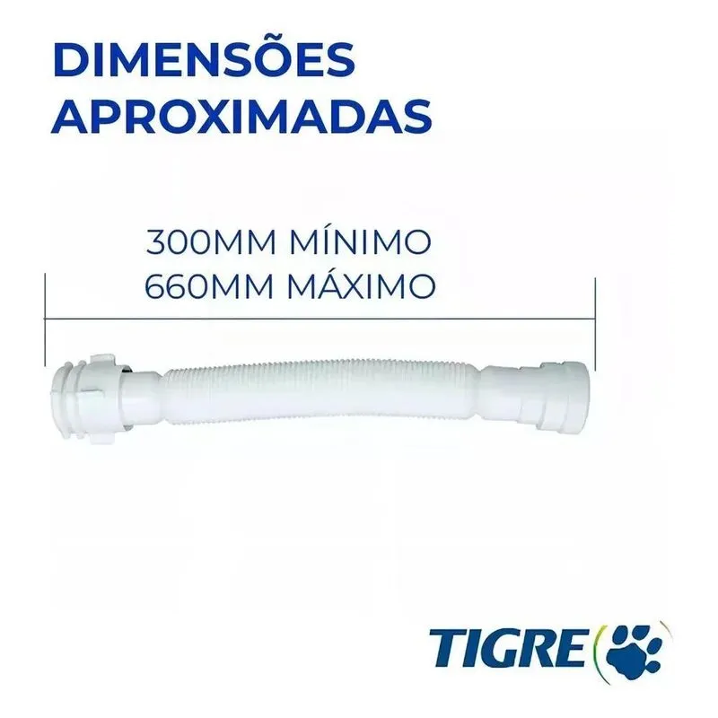 Sifão Universal Ajustável Tubo Flexível 66cm Para Pias Tanqu