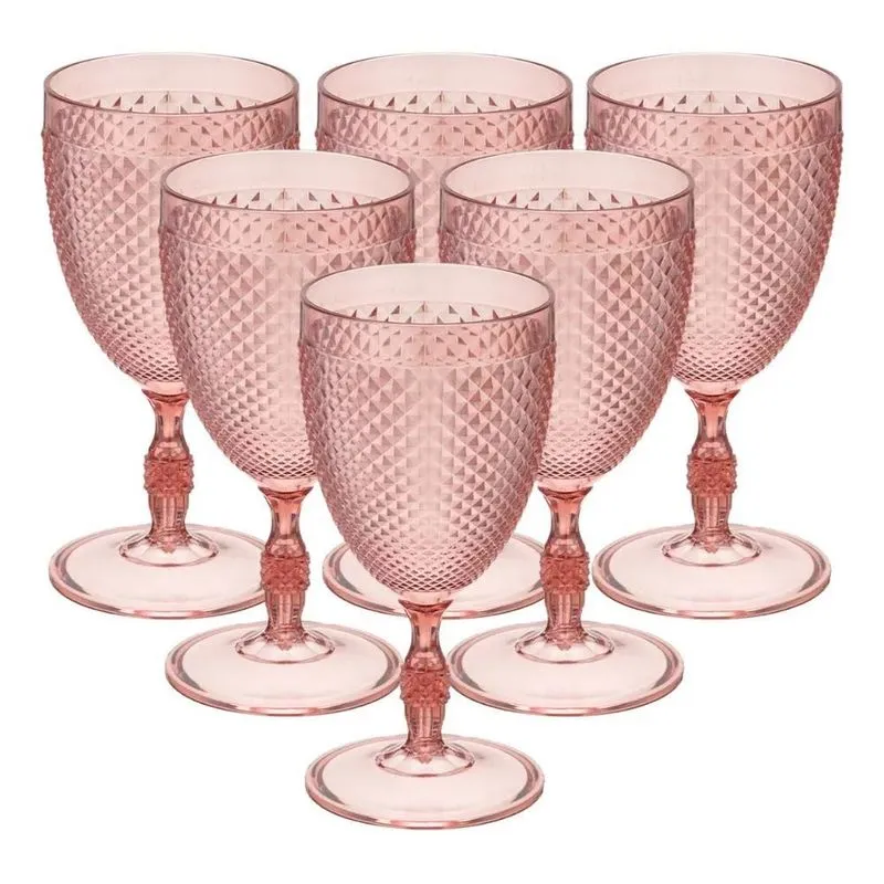 Kit De 6 Taças Bico De Jaca Acríl Rosé