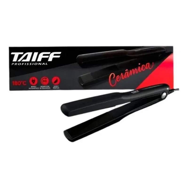 3x Taiff Prancha Profissional Cerâmica 180 Chapinha Cor Pre