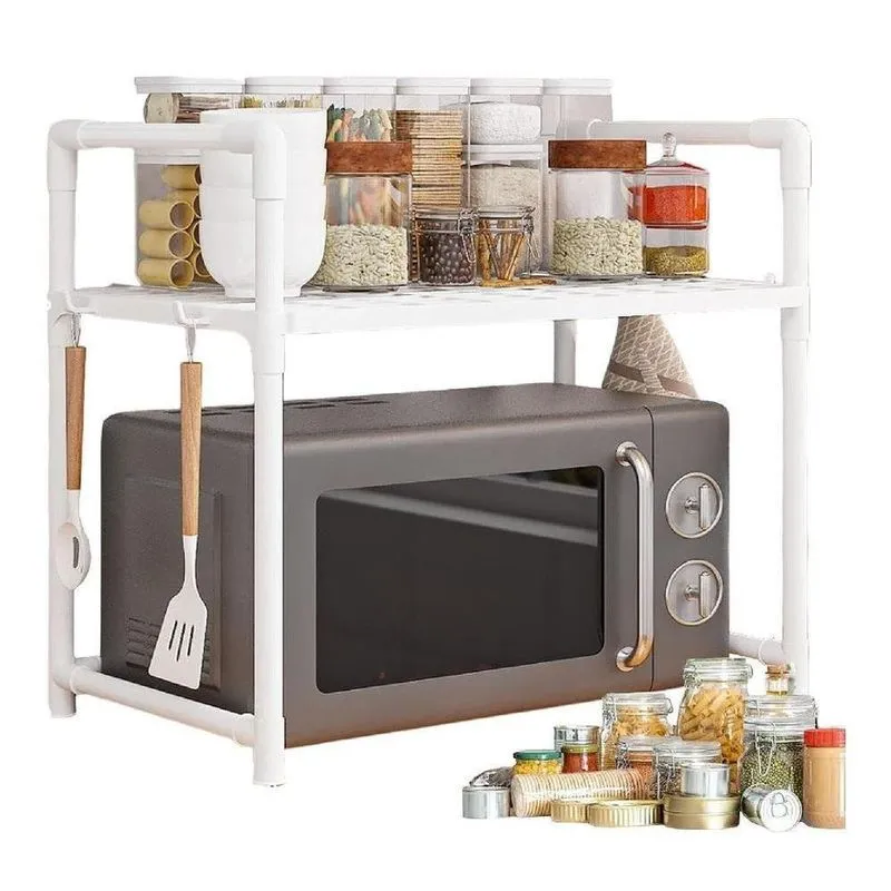 Rack Organizador Cozinha Suporte Microondas Portatil Prateleira Porta Temperos Estante Desmontavel Organiza Armario Banc