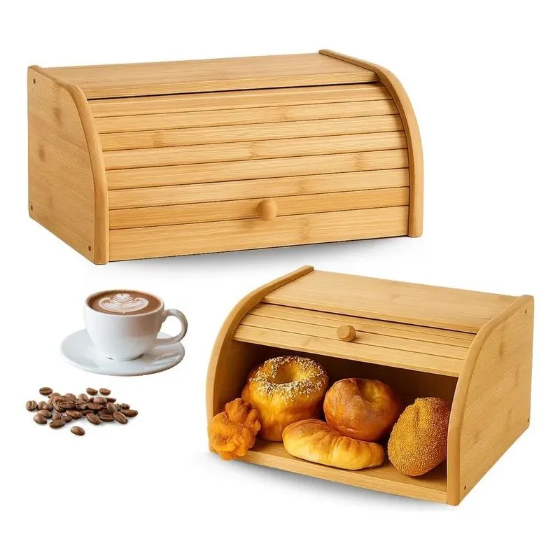 Porta Pão Bambu Cozinha Armazenamento Pães Padaria Eco Bambu
