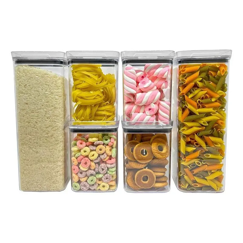Kit 6 Potes Herméticos Quadrados (4 De 1l E 2 De 2,2l)