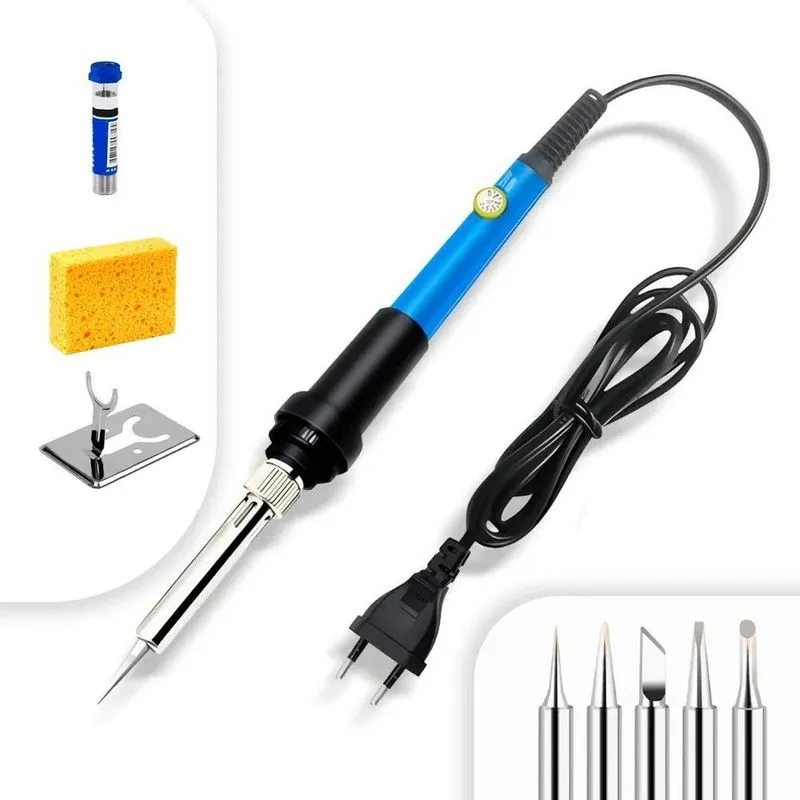 2x Kit Ferro De Solda Ajustavel 60w Com 6 Pontas + Estanho