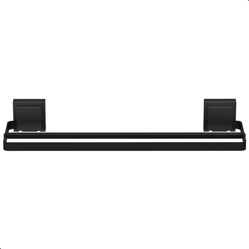 Porta Toalha Suporte Toalheiro Com Ventosa Duplo Preto Max