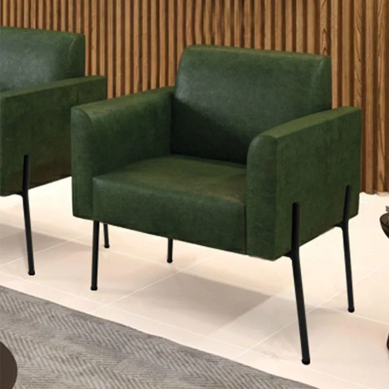 Poltrona Marisa Decorativa Com Pés De Aço Sintético PU Verde D'rossi