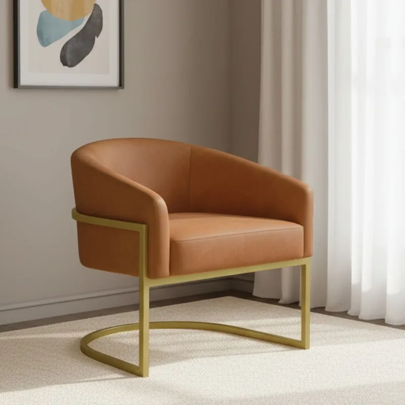 Poltrona Sala Decorativa Arielle Industrial Dourado Sintético PU D03 - D'Rossi Whisky - DRossi