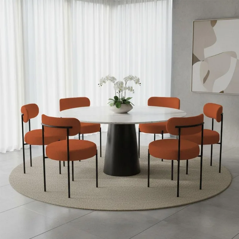 Kit 6 Cadeiras Margara Estrutura MDF Bouclê Terracota D'Rossi - DRossi