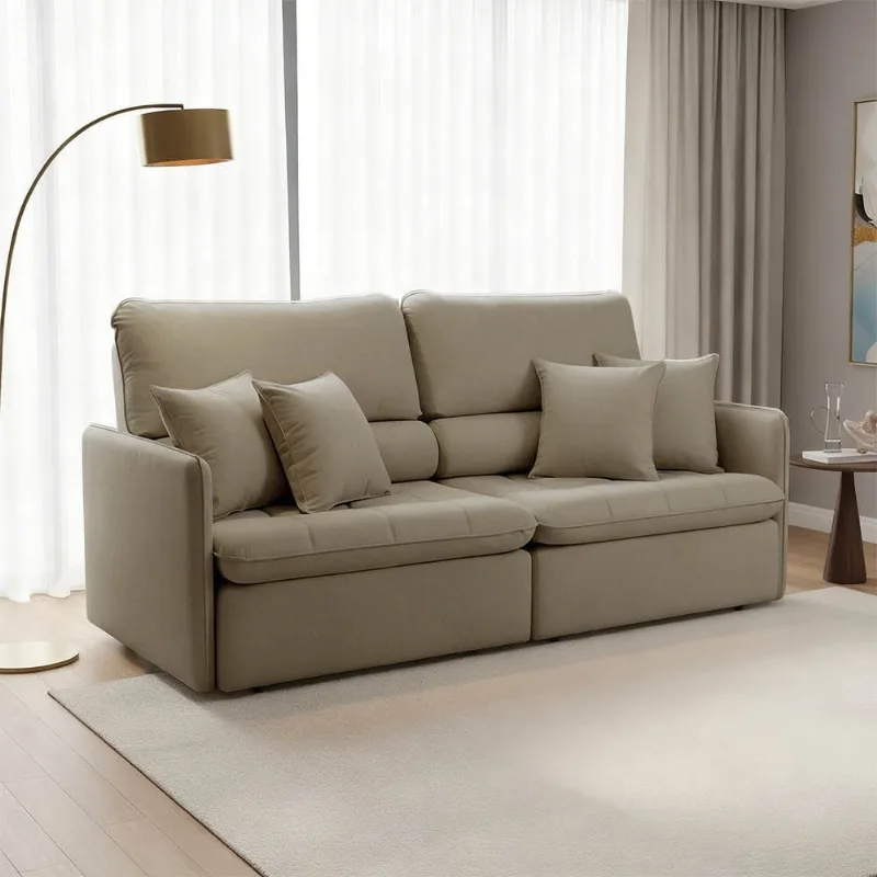 Sofá 4 Lugares Retrátil Reclinável 254cm Adams Linho K01 - D'Rossi Bege - DRossi