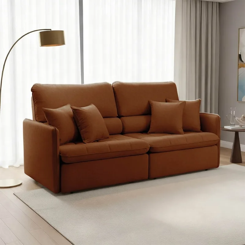 Sofá 4 Lugares Retrátil Reclinável 254cm Adams Linho K01 - D'Rossi Terra - DRossi