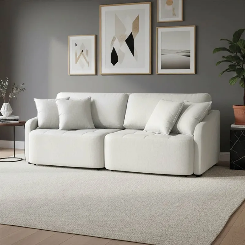 Sofá 4 Lugares Retrátil Reclinável 220cm Breno Linho K01 - D'Rossi Cinza - DRossi