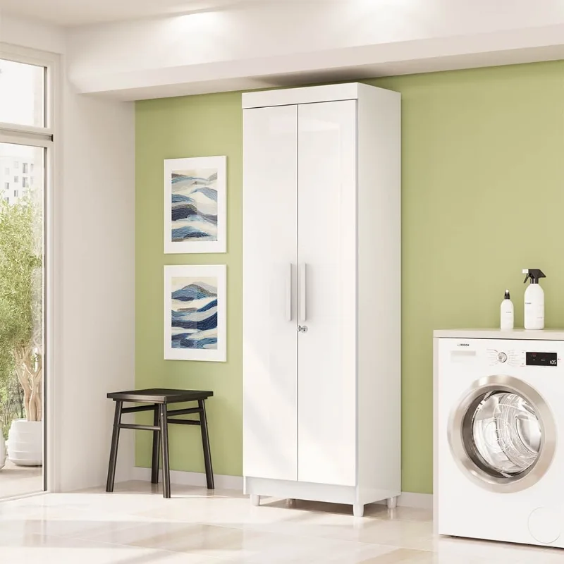 Armário Multiuso 60cm Sapateira 2 Portas 6 Prateleiras Ivo V01 - D'Rossi Branco - DRossi