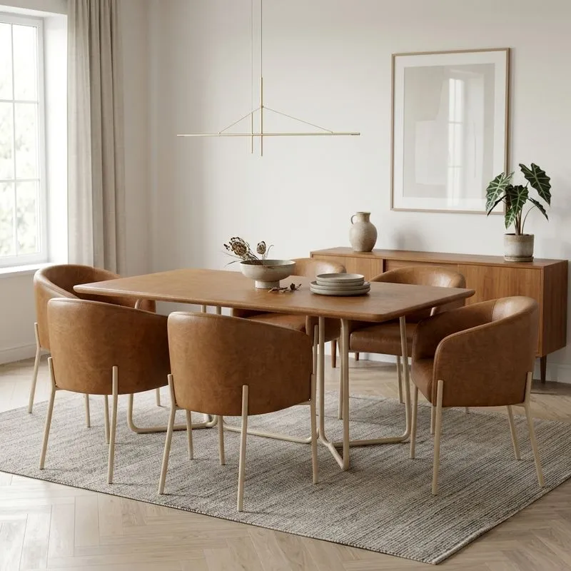 Cadeira Para Sala de jantar Kit 6 Arielle Base Tubo Dourado Sintetico PU D03 - D'Rossi Branco