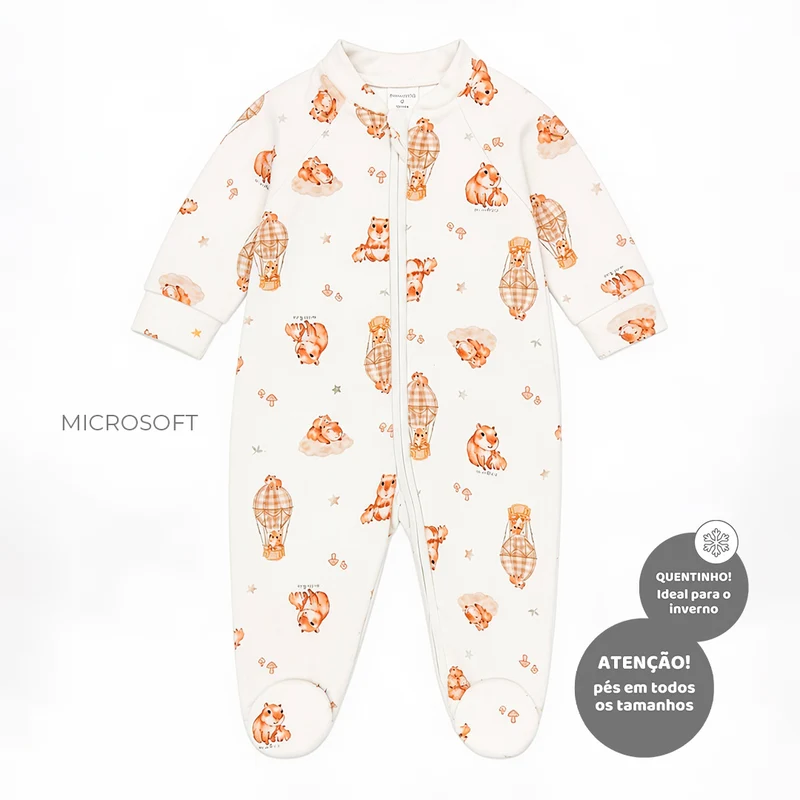 Macacão Manga Longa Zíper Microsoft Masculino Mini & Co – Capivaras GG